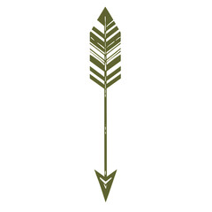 Bold Arrow with Symmetric Design in Olive Green Isolated on Transparent Background