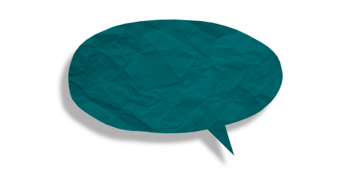 Green speech bubble crumpled paper isolated on transparent background - Powered by Adobe