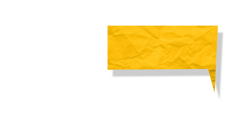 Yellow speech bubble crumpled paper isolated on transparent background