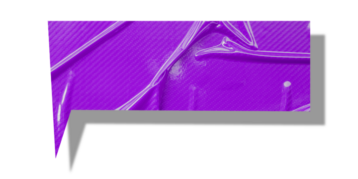 Purple speech bubble crumpled paper isolated on transparent background