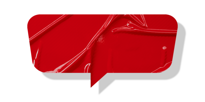 Red speech bubble crumpled paper isolated on transparent background