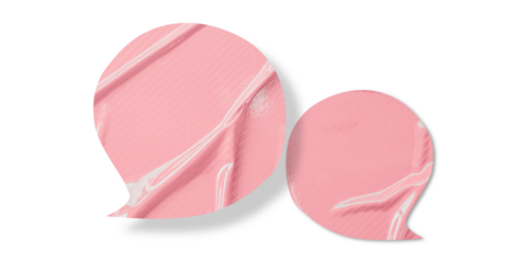 Pink speech bubble crumpled paper isolated on transparent background