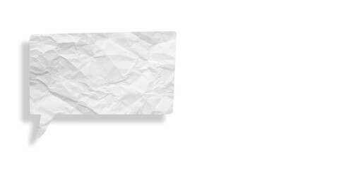 White speech bubble crumpled paper isolated on transparent background