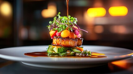 Gourmet food presentation on plate
