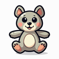 Fototapeta premium Cute Cartoon Gray Bear Cub Illustration with Big Eyes and Rosy Cheeks Isolated on White Background