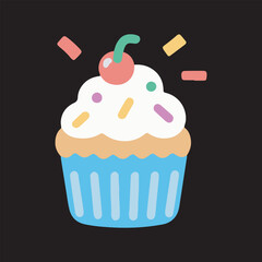 cupcake with cream and cherry