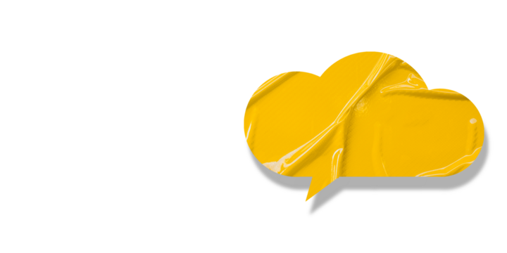 Yellow speech bubble crumpled paper isolated on transparent background