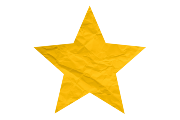 Crumpled yellow star pattern stickers, separated on a transparent background.