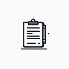 Clipboard with Paper and Pencil Icon Illustration for Task Management and Organization