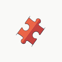 Obraz premium Red Puzzle Piece Illustration Isolated on White Background, Representing Problem Solving and Strategy