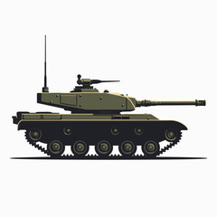 Isolated Illustration of a Military Tank on a White Background for Graphic Design Elements