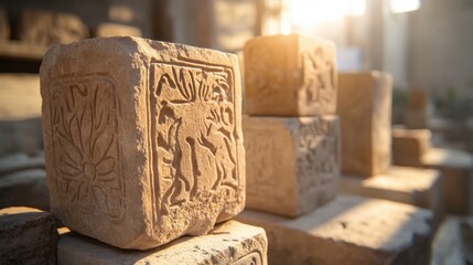 Ancient carved stone blocks