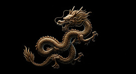 Fototapeta premium Golden Chinese Dragon on Transparent Background