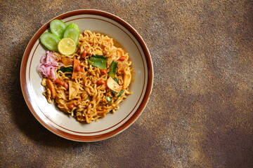 Aceh style fried noodles in a plate 