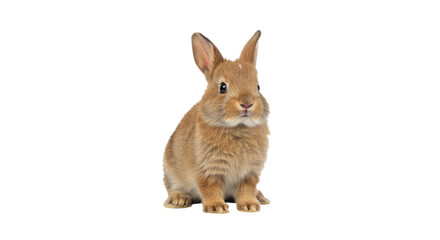 An incredibly cute brown bunny, isolated on a transparent white background. Perfect for children's...