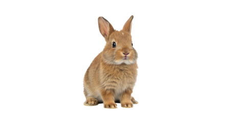 An incredibly cute brown bunny, isolated on a transparent white background. Perfect for children's designs, pet themes, and springtime visuals.