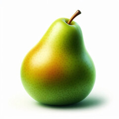 A single green pear isolated on white background