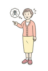 幻視で虫を見て驚く認知症の高齢女性