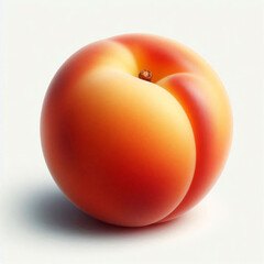 Single ripe peach on white background