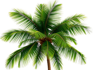 Obraz premium Lush green palm tree top isolated on transparent background