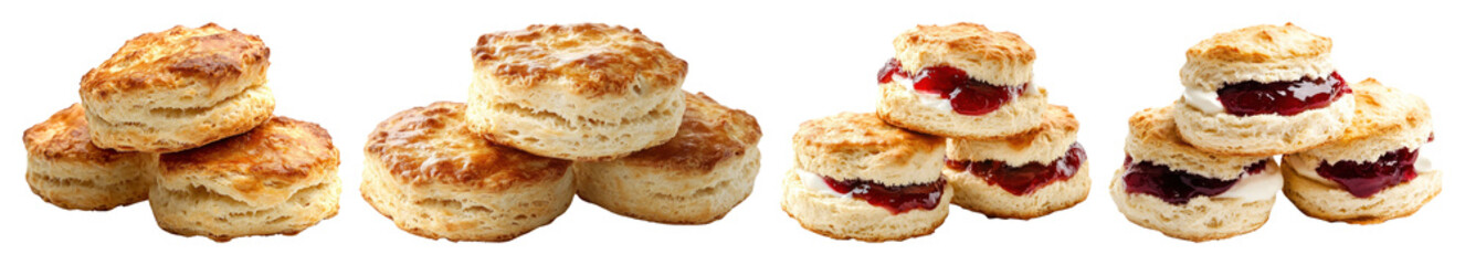 PNG Delicious scones with jam, element set on transparent background