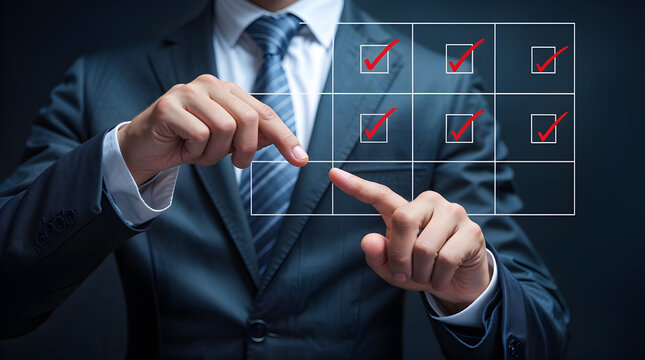 The Digital Precision of a Business Professional Interacting with an AI-Generated Interactive Checklist
