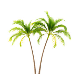Fototapeta premium Two tropical palm trees isolated on transparent background
