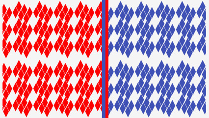 Fototapeta premium Vibrant Red and Blue Diamond Pattern on White Background