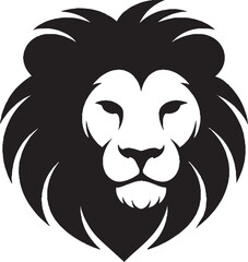 "Black Silhouette Vector of Lion Face – Bold Animal Head Graphic"
