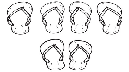 beach flip flops top view line art illustration
