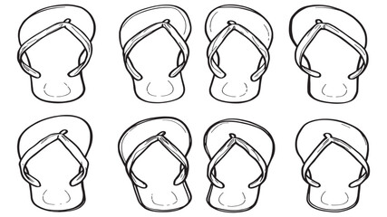 beach flip flops top view line art illustration