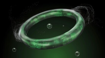 A Gemini experiment with a holographic simulation ring of floating data particles and a cybernetic pulse.