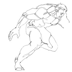 contour drawing for graphic design, pencil sketches of muscular male figures in dynamic action poses, draw from imagination,