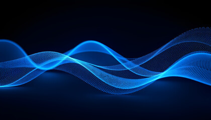 Abstract Blue Light Waves on Dark Background. A dynamic abstract image featuring flowing blue light waves against a dark backdrop.