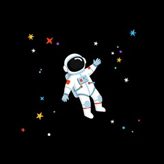 Naklejka premium Astronaut Floating in Space Scene