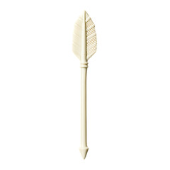 Sleek Arrow with Minimalist Finish in Pure Ivory Isolated on Transparent Background