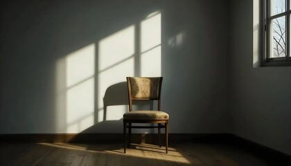 empty room with armchair and soft shadow light near window