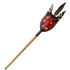 A Lacquered Arrow with Japanese Oni Masks Feudal Fo Isolated on Transparent Background