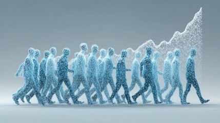 Group of people walking together representing national economic agility and collaboration in a modern economic environment