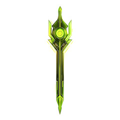 Futuristic Arrow with Digital Neon Accents Isolated on Transparent Background