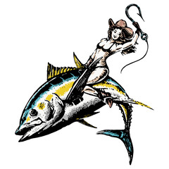Cowgirl Tuna illustration