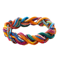 Vibrant Woven Bracelet with Energetic Multicolored Braid Isolated on Transparent Background