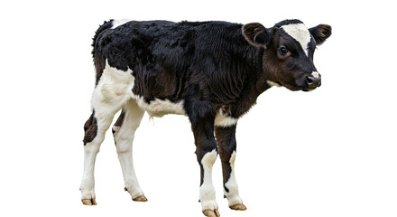 A charming black and white calf, cleanly isolated on a transparent background. A versatile PNG for...