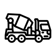 mixer truck cement line icon vector illustration