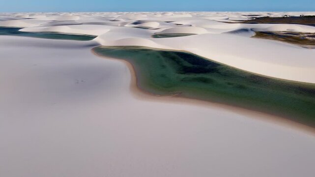 Lencois Maranhenses In Atins Maranhao Brazil. Turquoise Lagoons And Sand Dunes Creating Inspiring Landscape. Coast Clouds Sky Seaside Summertime. Coast Remote Location Tropical Environment.