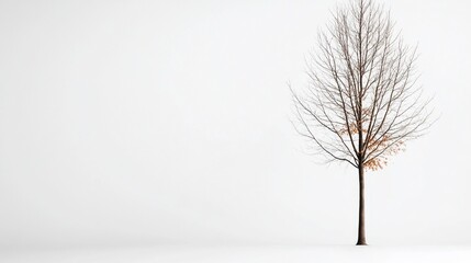 Fototapeta premium Bare tree, isolated on white background. Simple, elegant, minimalist design