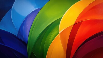 Naklejka premium Vibrant, curved rainbow hues in abstract painting