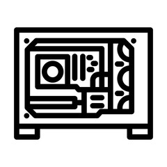 custom build open case gaming pc line icon vector illustration