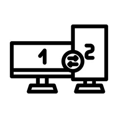 multi screen streaming setup gaming pc line icon vector illustration