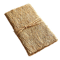 Elegant Minimalist Straw Beach Mat with a Natural T Isolated on Transparent Background